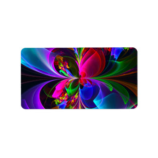 Etiqueta Padrão Azul Vermelho Abstrato Floral Moderno #12