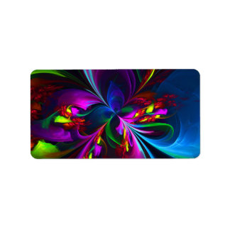 Etiqueta Padrão Azul Vermelho Abstrato Floral Moderno #15
