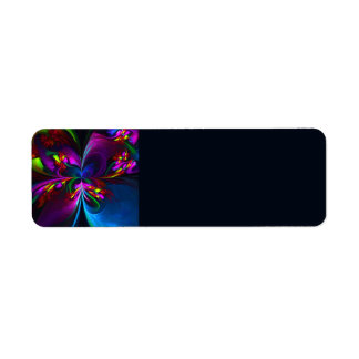 Etiqueta Padrão Azul Vermelho Abstrato Floral Moderno #15