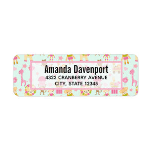 Etiqueta Padrão bonito com animais e brinquedos