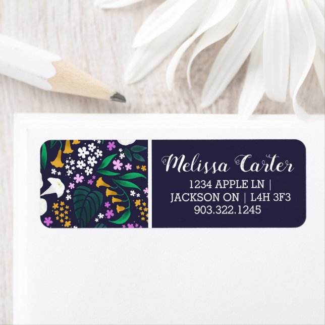 Etiqueta Padrão Botânico Floral do Jardim da Lua Noturna (Insitu)