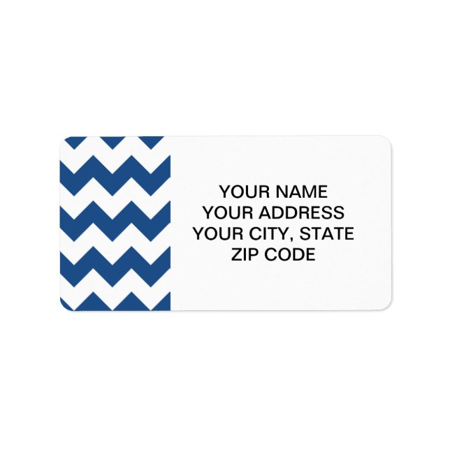 Etiqueta Padrão Clássico Azul-Branco-Chevron (Frente)