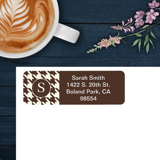 Etiqueta Padrão Clássico de Houndstooth Escuro e Branco (Criador carregado)