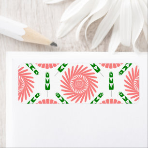 Etiqueta padrão com flores rosa