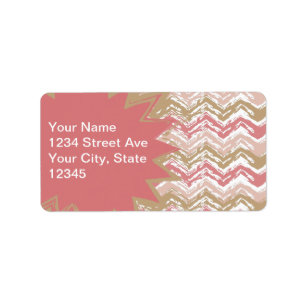 Etiqueta Padrão Coral Spice Scribble ZigZag Chevron