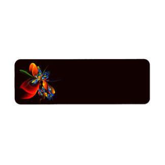 Etiqueta Padrão de Abstrato de Arte Floral Azul Laranja Mod