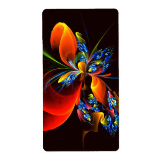 Etiqueta Padrão de Abstrato de Arte Floral Azul Laranja Mod