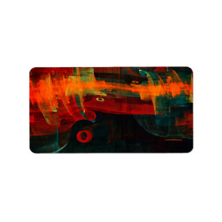 Etiqueta Padrão de Abstrato de Arte Moderno Vermelho Azul-L