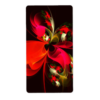 Etiqueta Padrão de Abstrato de Arte Vermelha Verde Floral M