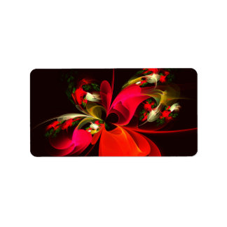 Etiqueta Padrão de Abstrato de Arte Vermelha Verde Floral M