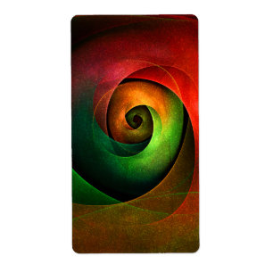 Etiqueta Padrão de Abstrato de Arte Vermelha Verde Floral M