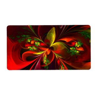 Etiqueta Padrão de Abstrato Floral Verde Moderno #05