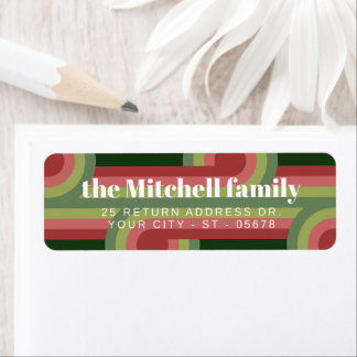 Etiqueta Padrão de Arte de Ondas de Abstrato Retroativas Pe