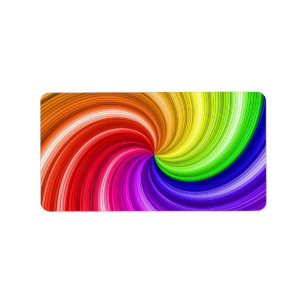 Etiqueta Padrão de Arte de Remoinho de Arco-Íris Colorido e