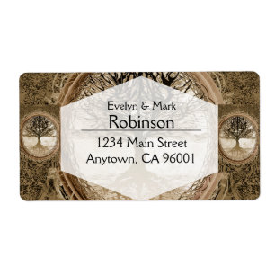 Etiqueta Padrão de Árvore Marrom da Vida