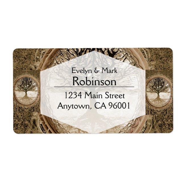 Etiqueta Padrão de Árvore Marrom da Vida (Frente)