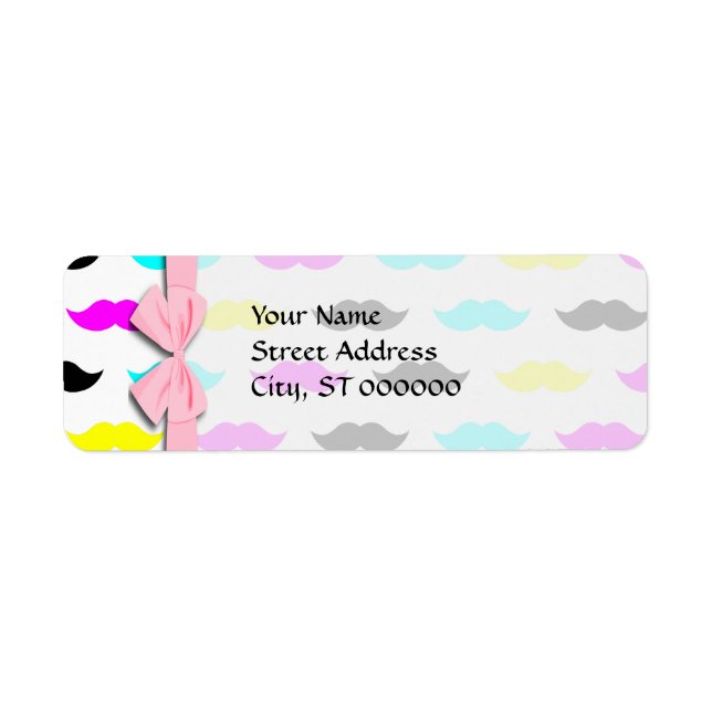 Etiqueta padrão de bigode hipster CMYK (Frente)