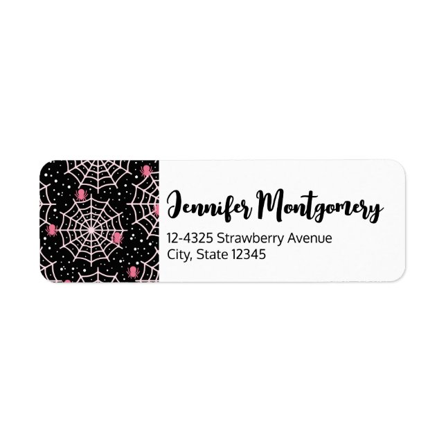 Etiqueta Padrão de Cobwebs e aranhas do Halloween (Frente)