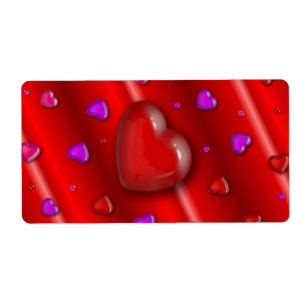Etiqueta Padrão de corações de São Valentão Vermelho