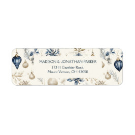 Etiqueta Padrão de Enfeites de natal azuis e beges