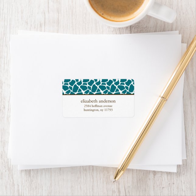 Etiqueta Padrão De Girafa Teal Profunda (Insitu)
