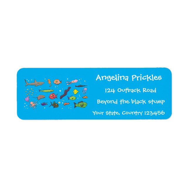 Etiqueta Padrão de ilustração de desenhos animados de criat (Frente)