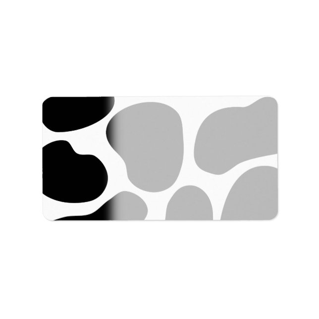 Etiqueta Padrão de Impressão de Vaca Preta e Branca. (Frente)