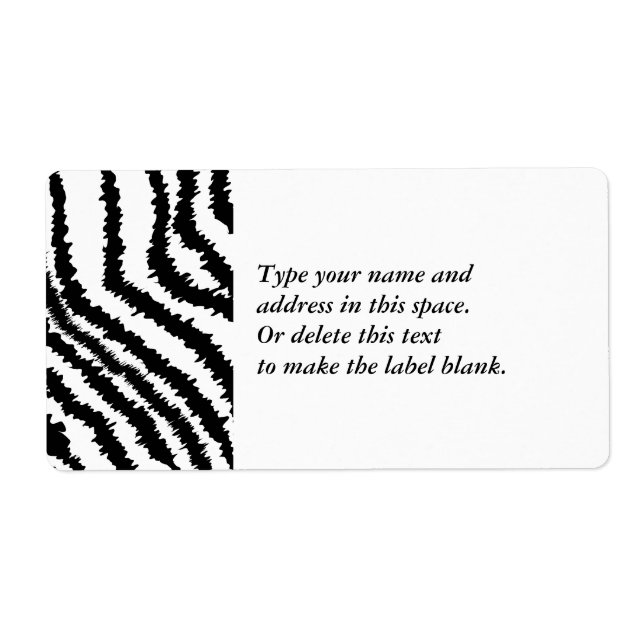 Etiqueta Padrão de Impressão de Zebra Negra. (Frente)