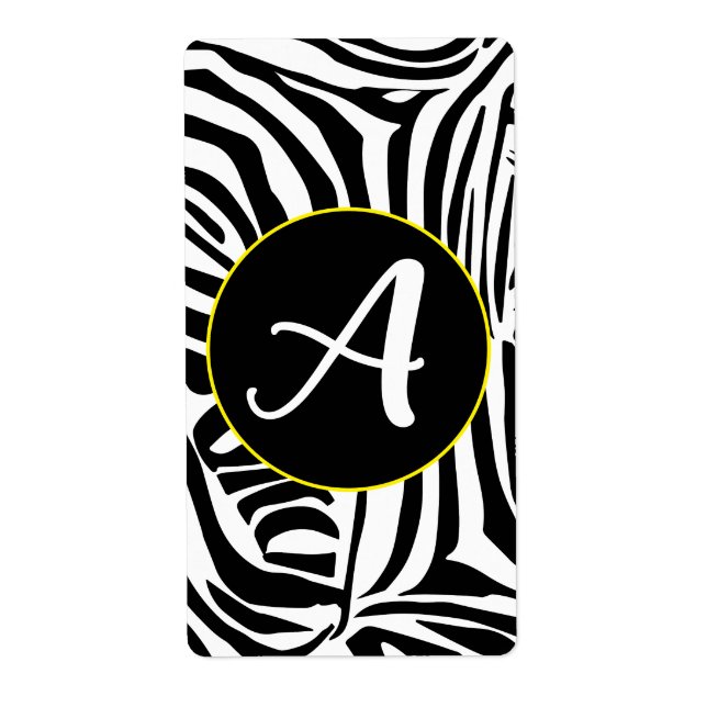 Etiqueta Padrão de Impressão de Zebra Preto e Branco Ousado (Frente)