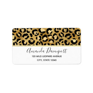 Etiqueta Padrão de impressão do leopardo em Dourado e preto