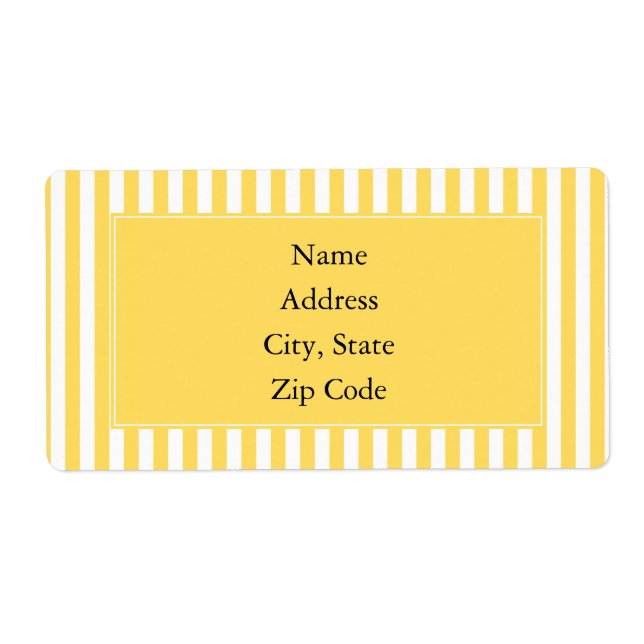Etiqueta Padrão de listras amarelas e brancas (Frente)