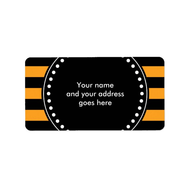 Etiqueta Padrão de listras negras e laranja (Frente)