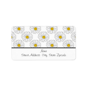 Etiqueta Padrão de margarida branca amarela
