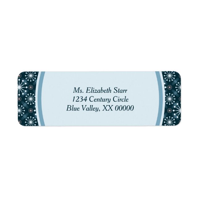 Etiqueta Padrão de Meio século de Starburst e Linhas Azul (Frente)