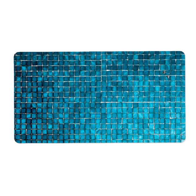 Etiqueta Padrão de mosaico azul (Frente)
