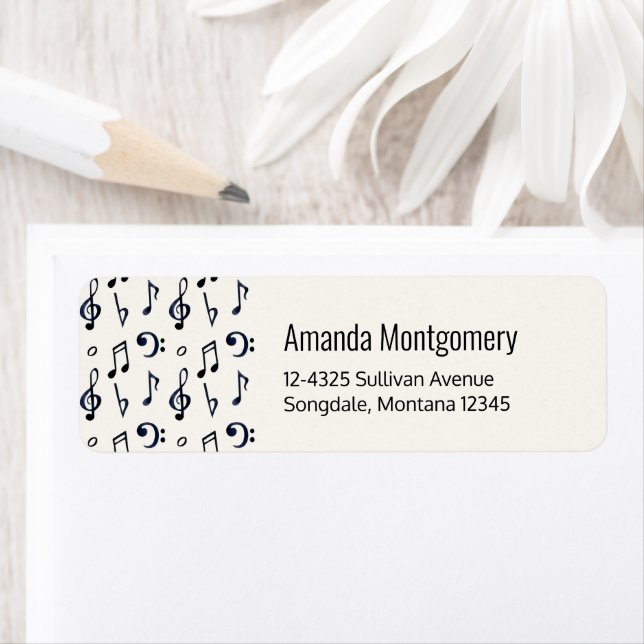 Etiqueta Padrão de Notas Musicais Cutas (Insitu)