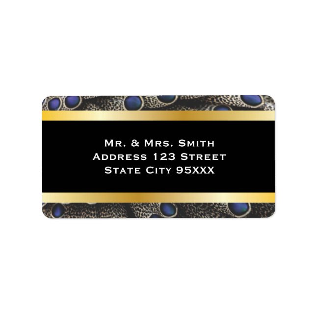 Etiqueta Padrão de Peacock e Bandas Douradas (Frente)