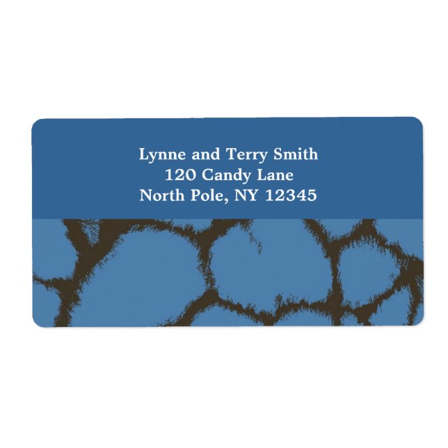 Etiqueta Padrão de Pele de Girafa Azul (Frente)