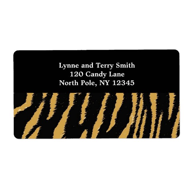 Etiqueta Padrão de Peles de Tigre Selvagem (Frente)