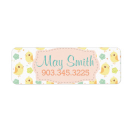 Etiqueta Padrão de Pintinhos e Flores Cutas