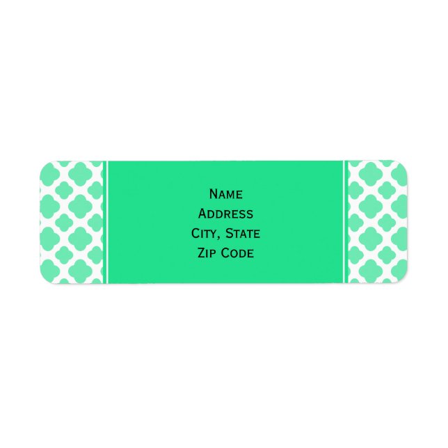 Etiqueta Padrão de Quatrefoil Verde Seafoam Mint (Frente)