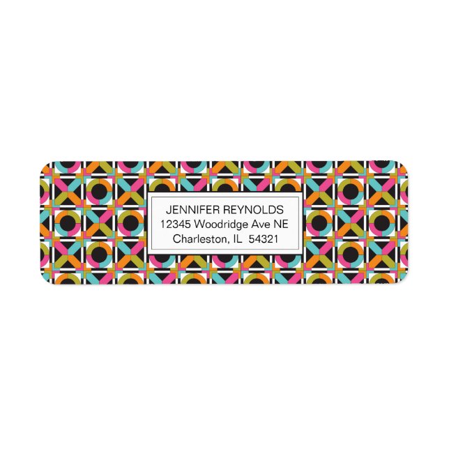 Etiqueta Padrão de Quilt do Hexágono Moderno (Frente)