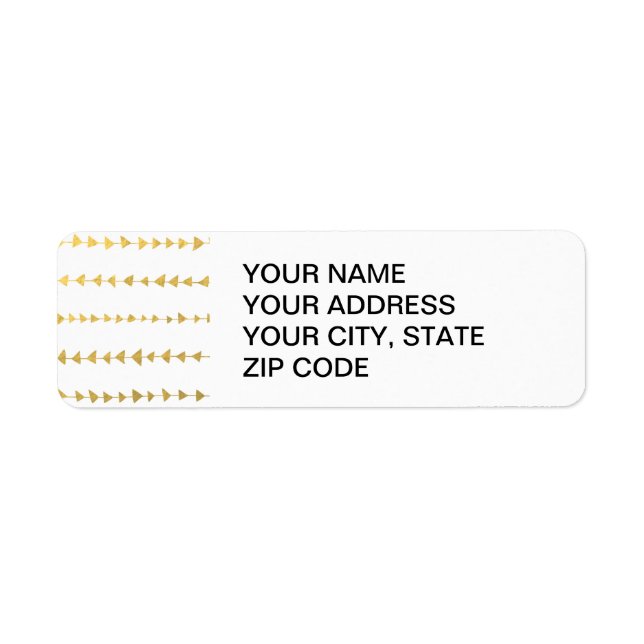 Etiqueta Padrão de Setas Brancas de Folha Ouro Faux (Frente)