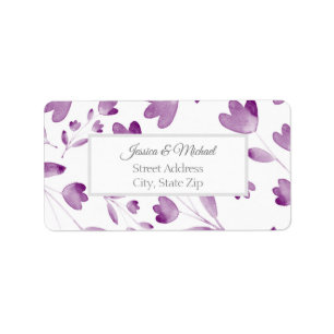 Etiqueta Padrão de Sistemas de Flor de Aquarela Roxo