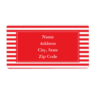 Etiqueta Padrão de Stripes Vermelhas e Brancas