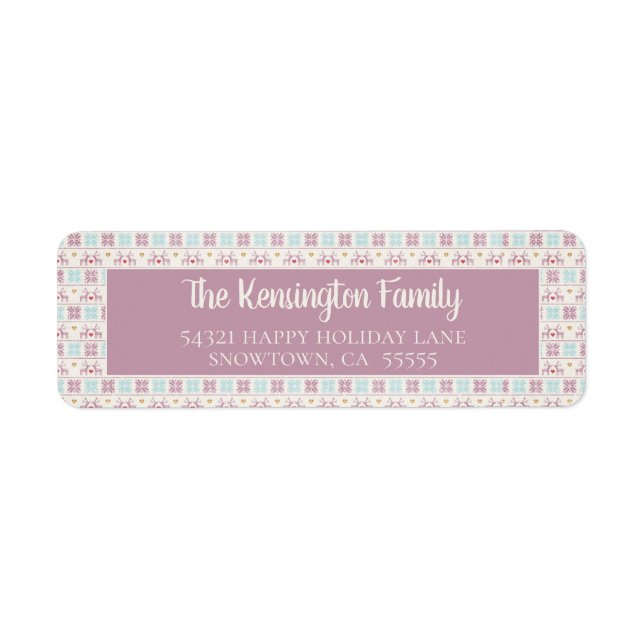 Etiqueta Padrão de Suéter de Pastel de Natal Bonito (Frente)