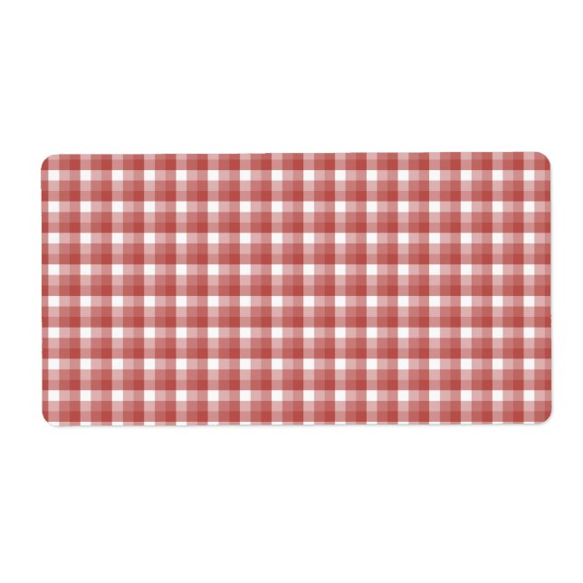 Etiqueta Padrão de verificação de Gingham. Vermelho e Branc (Frente)
