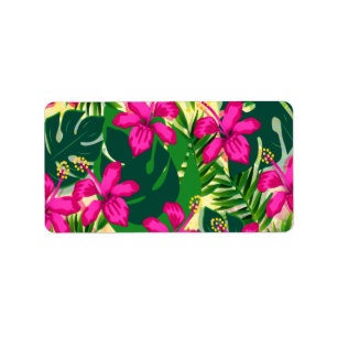 Etiqueta Padrão Floral Tropical Havaiana