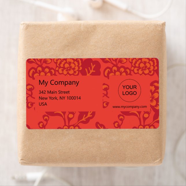 Etiqueta Padrão Floral Vermelho e Laranja Vibrante e Negrit (Insitu)