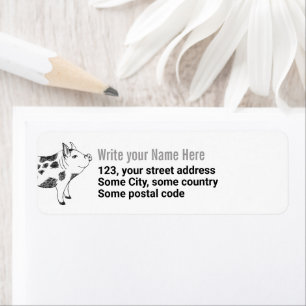 Etiqueta Padrão Minimalista de Linha de Porco Cottagecore V